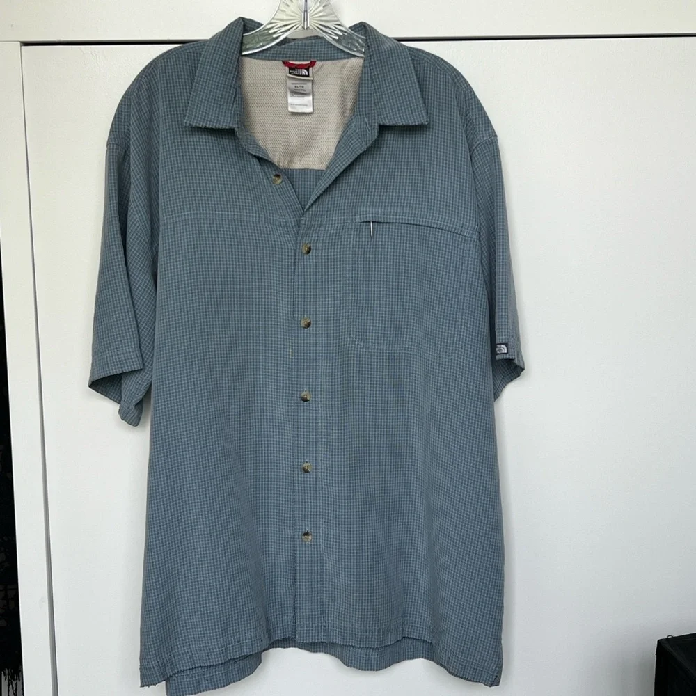 The north face men’s Short Sleeve Button-Up Shirt - Slate Blue Check